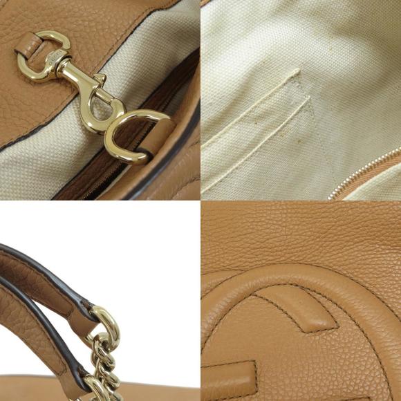 Gucci Chain Shoulder Soho Tote Bag Leather Beige - Picture 6 of 9